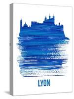 Lyon Skyline Brush Stroke - Blue-NaxArt-Stretched Canvas
