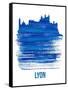 Lyon Skyline Brush Stroke - Blue-NaxArt-Framed Stretched Canvas