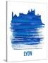 Lyon Skyline Brush Stroke - Blue-NaxArt-Stretched Canvas