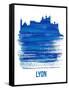 Lyon Skyline Brush Stroke - Blue-NaxArt-Framed Stretched Canvas