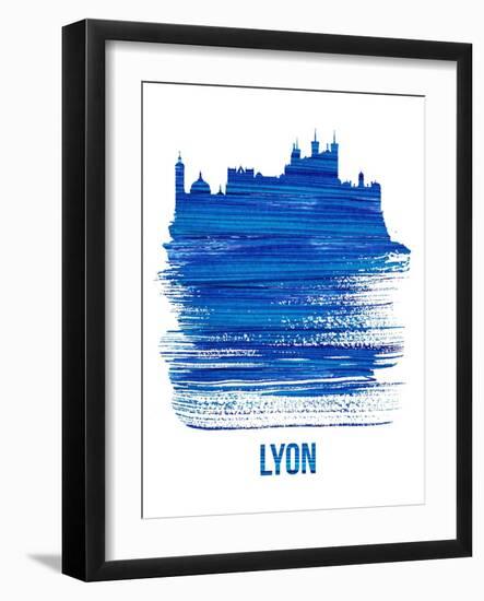 Lyon Skyline Brush Stroke - Blue-NaxArt-Framed Art Print