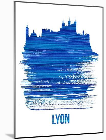 Lyon Skyline Brush Stroke - Blue-NaxArt-Mounted Art Print