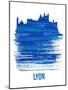 Lyon Skyline Brush Stroke - Blue-NaxArt-Mounted Art Print