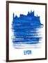 Lyon Skyline Brush Stroke - Blue-NaxArt-Framed Art Print