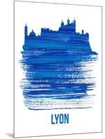 Lyon Skyline Brush Stroke - Blue-NaxArt-Mounted Art Print