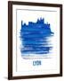 Lyon Skyline Brush Stroke - Blue-NaxArt-Framed Art Print