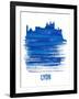 Lyon Skyline Brush Stroke - Blue-NaxArt-Framed Art Print