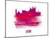 Lyon Skyline Brush Stroke - Red-NaxArt-Mounted Art Print