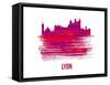 Lyon Skyline Brush Stroke - Red-NaxArt-Framed Stretched Canvas