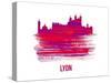 Lyon Skyline Brush Stroke - Red-NaxArt-Stretched Canvas