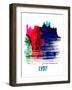 Lyon Skyline Brush Stroke - Watercolor-NaxArt-Framed Art Print