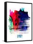 Lyon Skyline Brush Stroke - Watercolor-NaxArt-Framed Stretched Canvas