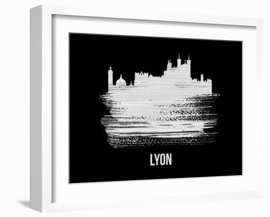 Lyon Skyline Brush Stroke - White-NaxArt-Framed Art Print