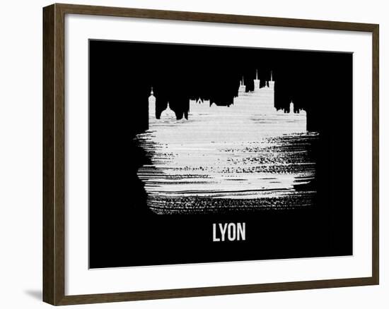 Lyon Skyline Brush Stroke - White-NaxArt-Framed Art Print