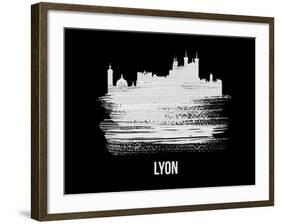 Lyon Skyline Brush Stroke - White-NaxArt-Framed Art Print