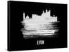 Lyon Skyline Brush Stroke - White-NaxArt-Framed Stretched Canvas