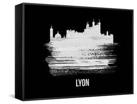 Lyon Skyline Brush Stroke - White-NaxArt-Framed Stretched Canvas