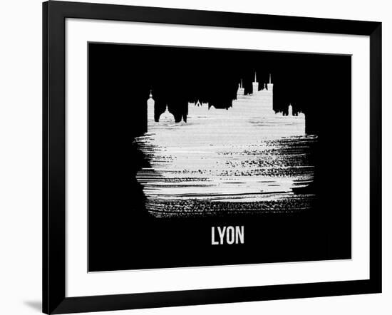 Lyon Skyline Brush Stroke - White-NaxArt-Framed Art Print