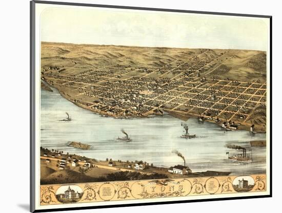 Lyons, Iowa - Panoramic Map-Lantern Press-Mounted Art Print