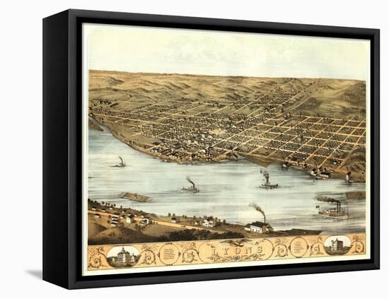 Lyons, Iowa - Panoramic Map-Lantern Press-Framed Stretched Canvas