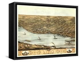 Lyons, Iowa - Panoramic Map-Lantern Press-Framed Stretched Canvas