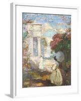 Lyrical Landscape with Two Figures in Nineteenth Century Dress, 1890-1900-Charles Edward Conder-Framed Giclee Print