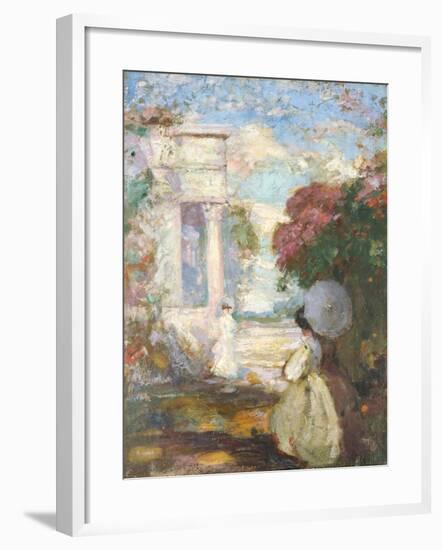 Lyrical Landscape with Two Figures in Nineteenth Century Dress, 1890-1900-Charles Edward Conder-Framed Giclee Print