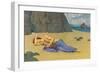 Lyrist Asleep on Beach-null-Framed Art Print