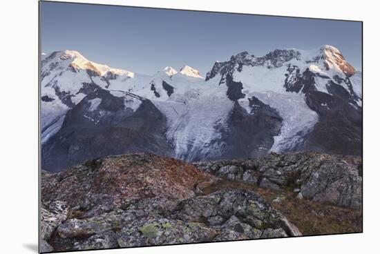 Lyskamm, Castor, Pollux, Breithorn, Gornergrat, Valais, Switzerland-Rainer Mirau-Mounted Photographic Print