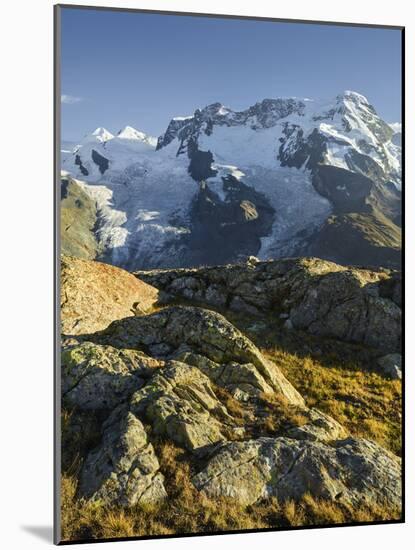 Lyskamm, Castor, Pollux, Breithorn, Gornergrat, Valais, Switzerland-Rainer Mirau-Mounted Photographic Print