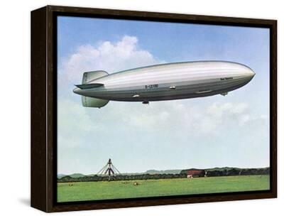 LZ 130 Graf Zeppelin II - Brown Framed Canvas Print Wall Art, 16x12 BURLE IGH ＨEADS ZEPPELIＮ １３０Ｌ