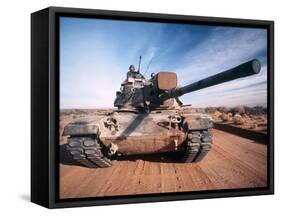 M-60 Battle Tank in Motion-Stocktrek Images-Framed Stretched Canvas