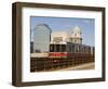 M.B.T.A. (T Train) Crossing Longfellow Bridge, Boston, Massachusetts, New England, USA-Amanda Hall-Framed Photographic Print