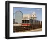 M.B.T.A. (T Train) Crossing Longfellow Bridge, Boston, Massachusetts, New England, USA-Amanda Hall-Framed Photographic Print