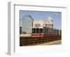 M.B.T.A. (T Train) Crossing Longfellow Bridge, Boston, Massachusetts, New England, USA-Amanda Hall-Framed Photographic Print