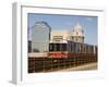 M.B.T.A. (T Train) Crossing Longfellow Bridge, Boston, Massachusetts, New England, USA-Amanda Hall-Framed Photographic Print