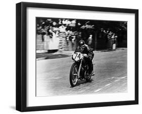 M Barrington on a Moto Guzzi Bike, Isle of Man Tt, 1949-null-Framed Photographic Print