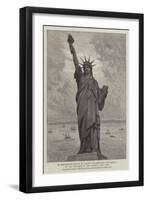 M Bartholdi's Statue of Liberty Illuminating the World, at the Entrance to the Harbour, New York-null-Framed Giclee Print