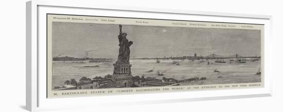 M Bartholdi's Statue of Liberty Illuminating the World, at the Entrance to the New York Harbour-null-Framed Giclee Print