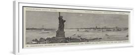 M Bartholdi's Statue of Liberty Illuminating the World, at the Entrance to the New York Harbour-null-Framed Giclee Print