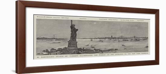 M Bartholdi's Statue of Liberty Illuminating the World, at the Entrance to the New York Harbour-null-Framed Giclee Print