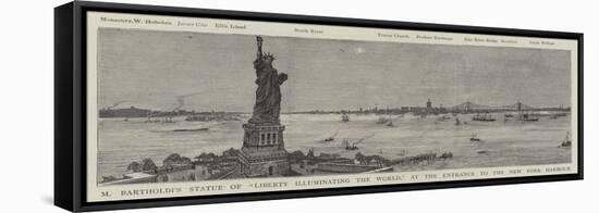 M Bartholdi's Statue of Liberty Illuminating the World, at the Entrance to the New York Harbour-null-Framed Stretched Canvas