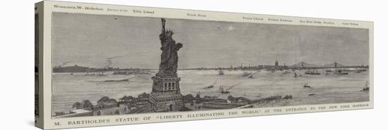 M Bartholdi's Statue of Liberty Illuminating the World, at the Entrance to the New York Harbour-null-Stretched Canvas