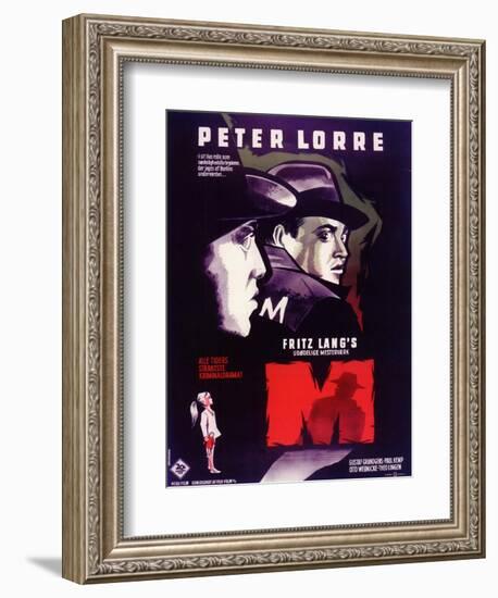 M, Belgian Movie Poster, 1931-null-Framed Art Print