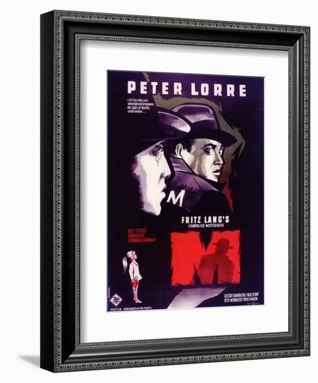 M, Belgian Movie Poster, 1931-null-Framed Art Print