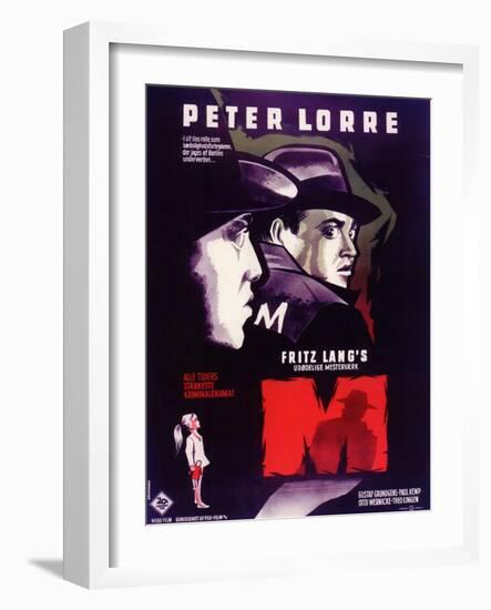 M, Belgian Movie Poster, 1931-null-Framed Art Print