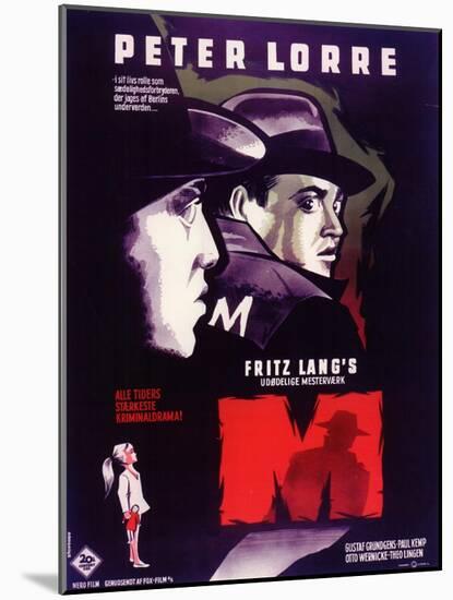 M, Belgian Movie Poster, 1931-null-Mounted Art Print