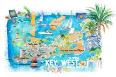 Key West Florida Illustrated Travel Map with Roads and Highlights-M. Bleichner-Art Print
