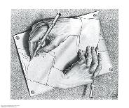 High and Low-M^ C^ Escher-Framed Art Print