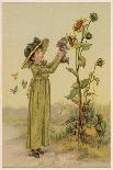 Girl with Sunflowers-M Ellen Edwards-Art Print